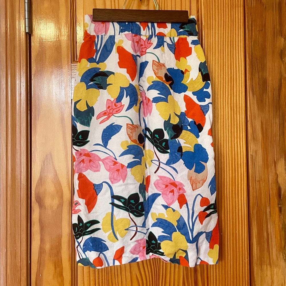 JCrew linen floral pencil skirt no. 2 size 00P